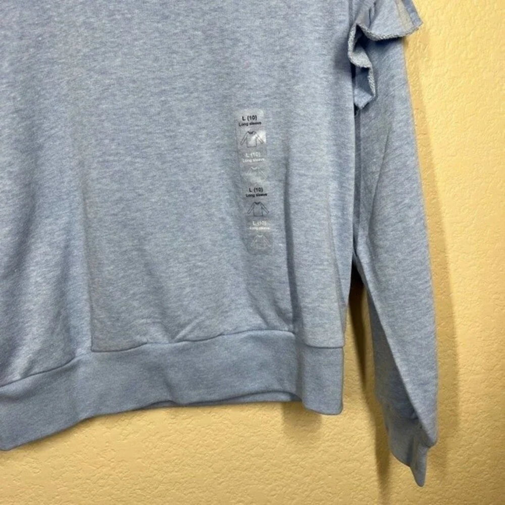 Gap kids blue sweater long sleeve sweatshirt ruffle detail on sleeve size L(10)